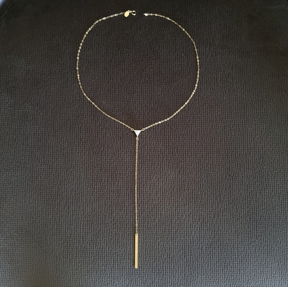 Silver🤍 Wren🪶 Cubic Zirconia💎 & Gold💛 Filled Bar Y-Necklace - Picture 1 of 13